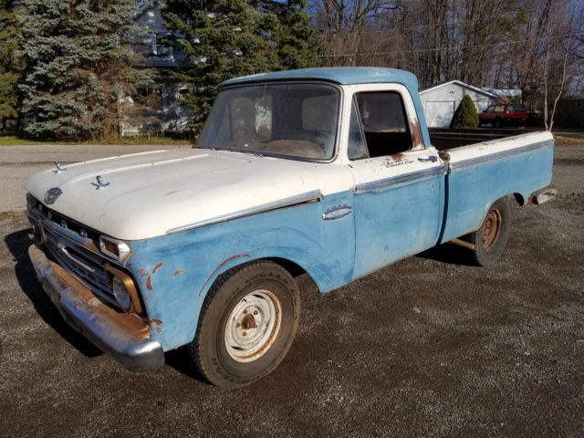 1966 ford f100 short bed pickup truck 390 4spd rat rod shop truck patina