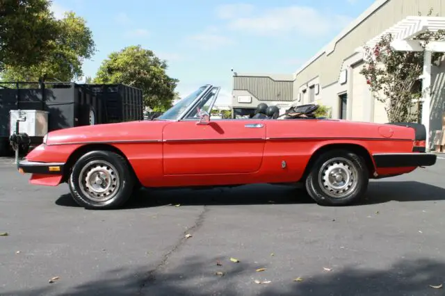1985 alfa romeo sprider, blue plate california car, red with black interior
