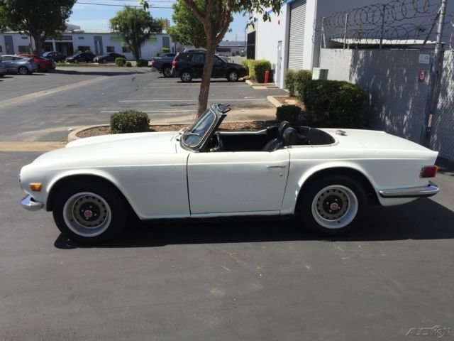 1971 triumph tr-6 convertible. white / black. 4-speed w/od. matching driving car