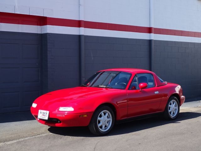 1990 mazda miata base 56k mil red convertible/hard top 1.6l i4 fi 5-speed manual