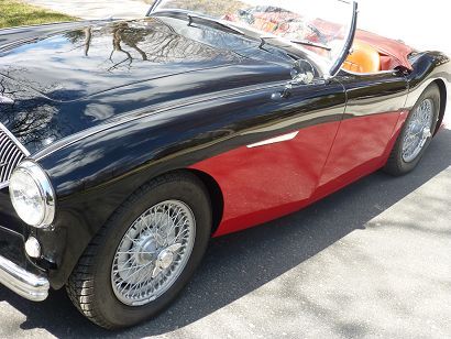 austin healey bn1-1954 (14th car in '54);all original;red and black convertible