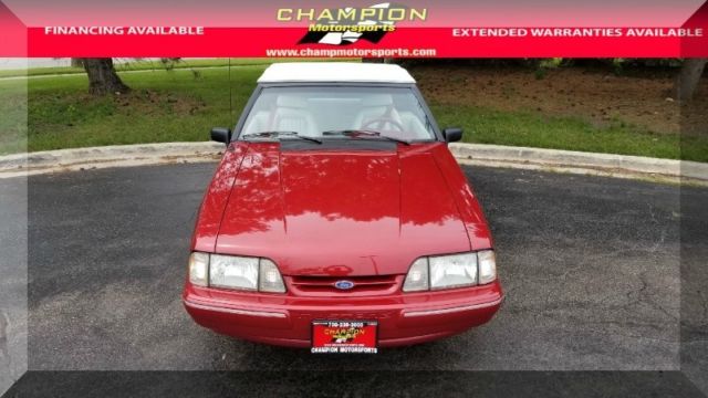 1992 ford mustang 2dr convertible lx sport 5.0l 87961 miles wild strawberry 5.0