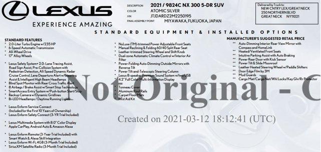 2021 lexus nx 300 base