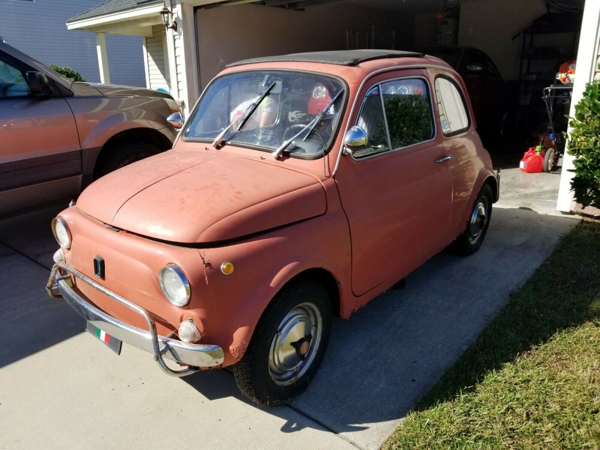 1969 fiat 500 orange rwd manual