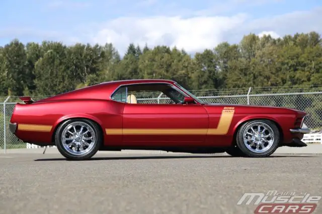 1970 mustang pro touring build - boss stripes - 347 yates nascar heads +5 speed