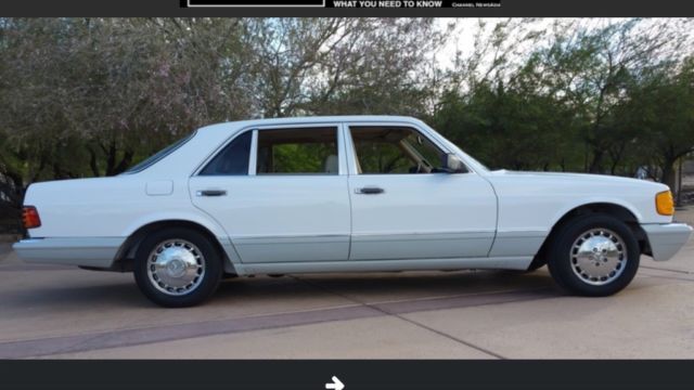 1990 mercedes-benz 560 sel; unique white/beige
