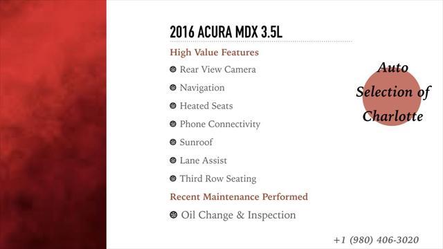 2016 acura mdx 3.5l acurawatch plus package