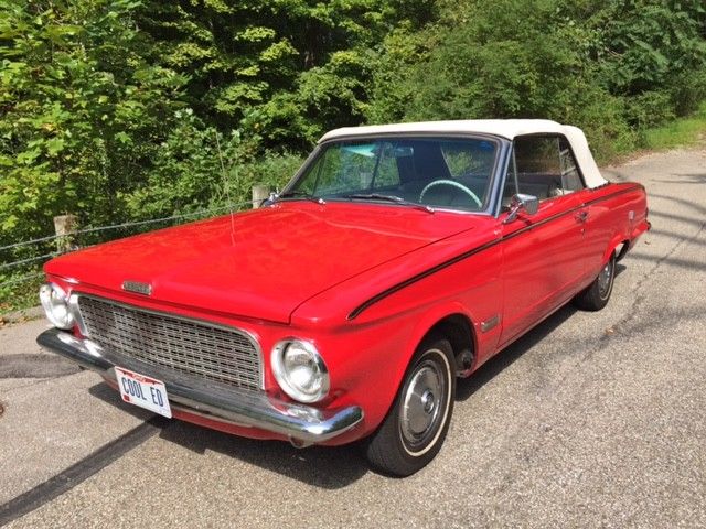 1963 valiant convertible, 6 cyl, auto, power steering, rust free, red / white