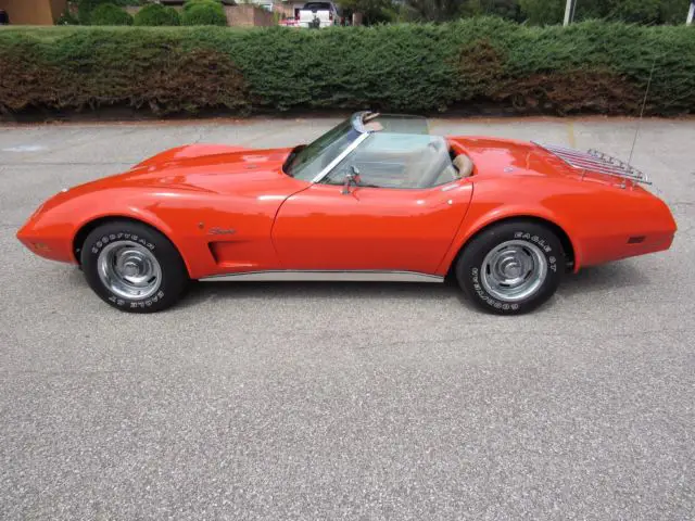 1975 chevrolet corvette convertible cold a/c auto flame orange number match 350