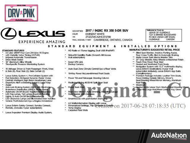 2017 lexus rx 350 base