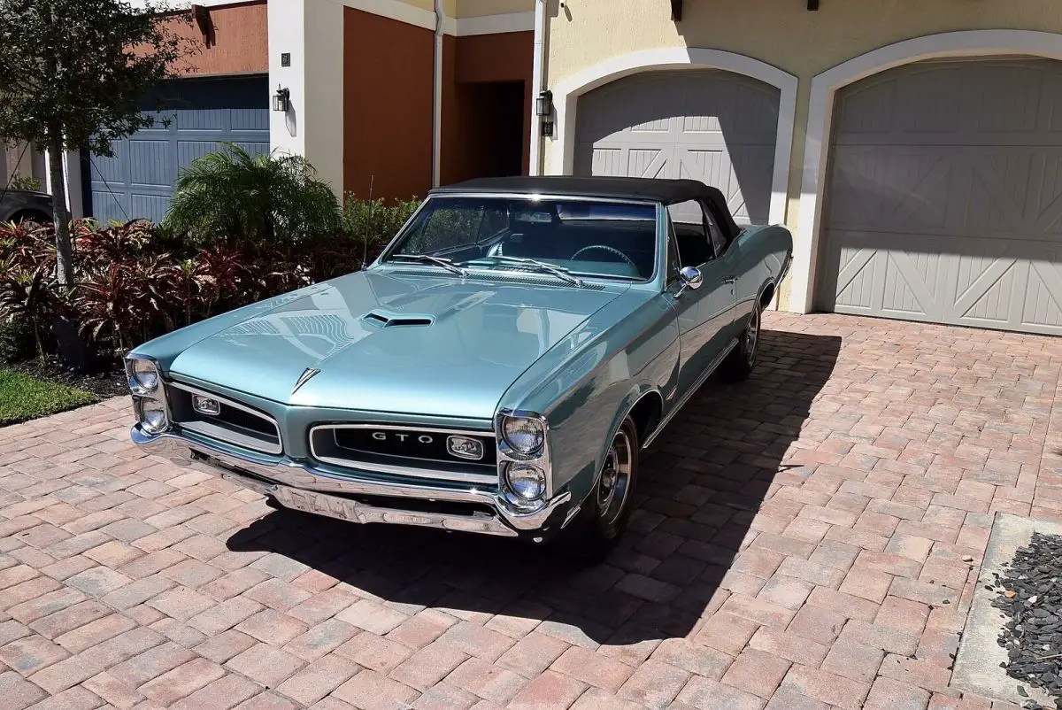 1966 pontiac gto tri power convertible 4 speed m21 reef turquoise