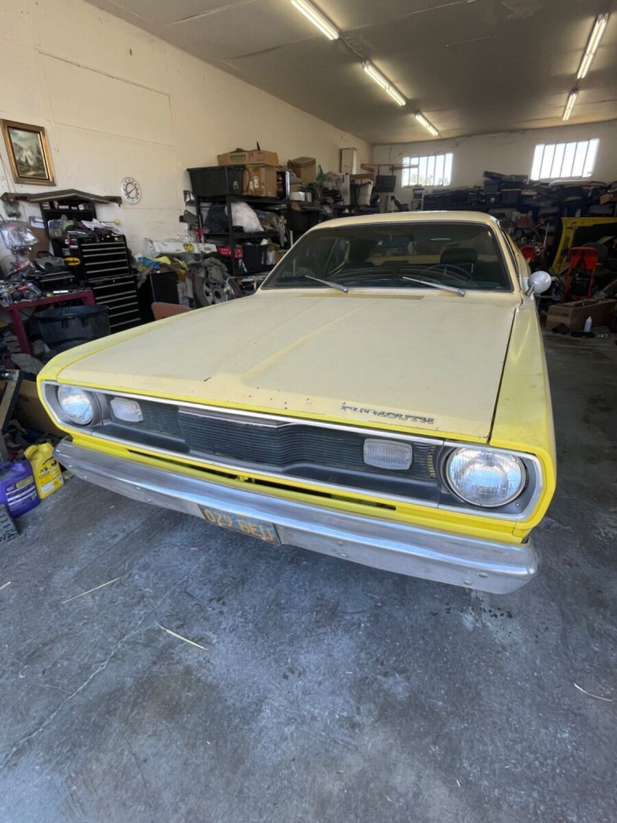 1970 plymouth duster h-code 340 4-speed lemon twist yellow california rust free