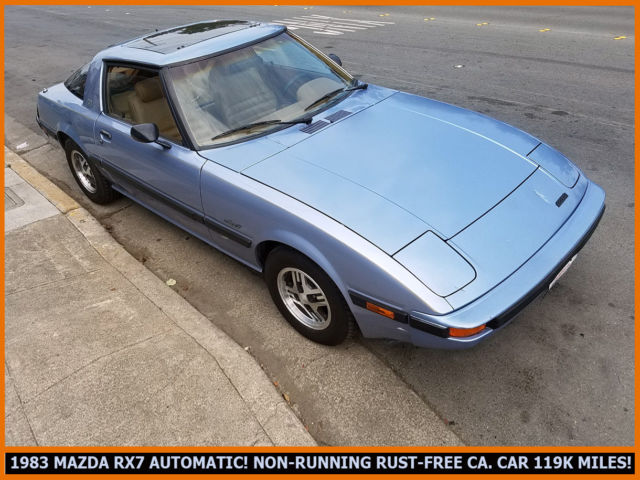 rare classic 1983 mazda rx7 gsl. non-running automatic + glass roof 119k miles!