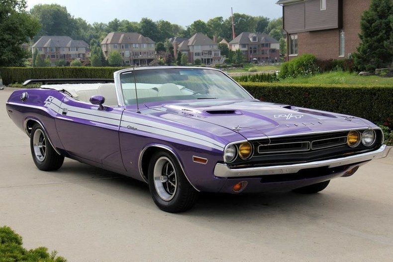 plum crazy! fully restored drop top challenger! gorgeous white leather interior!