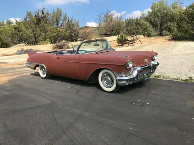 1957 cadillac eldorado:good builder, runs & moves. dual carbs., california title
