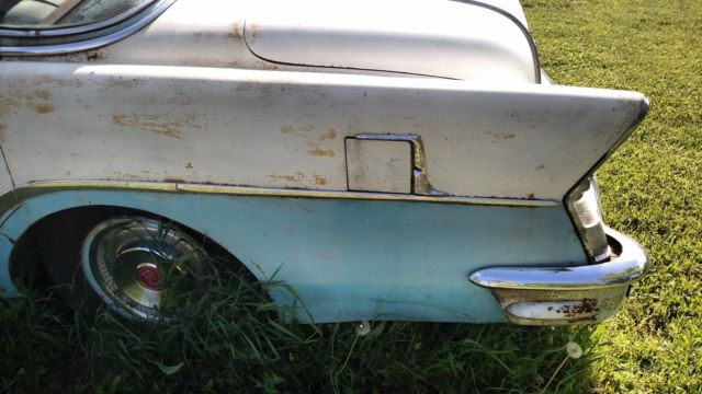 unrestored 1956 buick roadmaster - blue/white 4 door