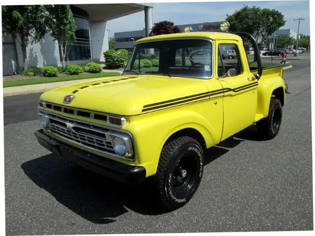 1966 ford f-100 4x4 pick up regular cab 4 speed yellow dump bed custom must see