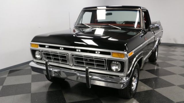 1977 ford f-100 xlt lariat 75449 miles black pickup truck 302 v8 3 speed automat