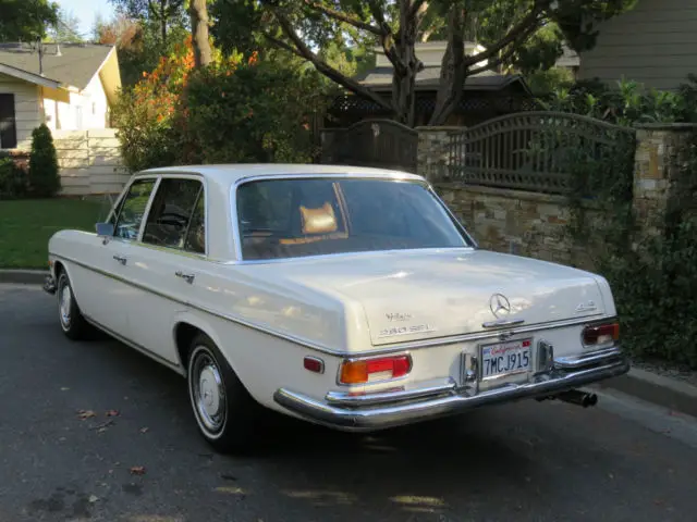 mercedes benz 1972 280 sel 4.5l sedan white with original cognac leather