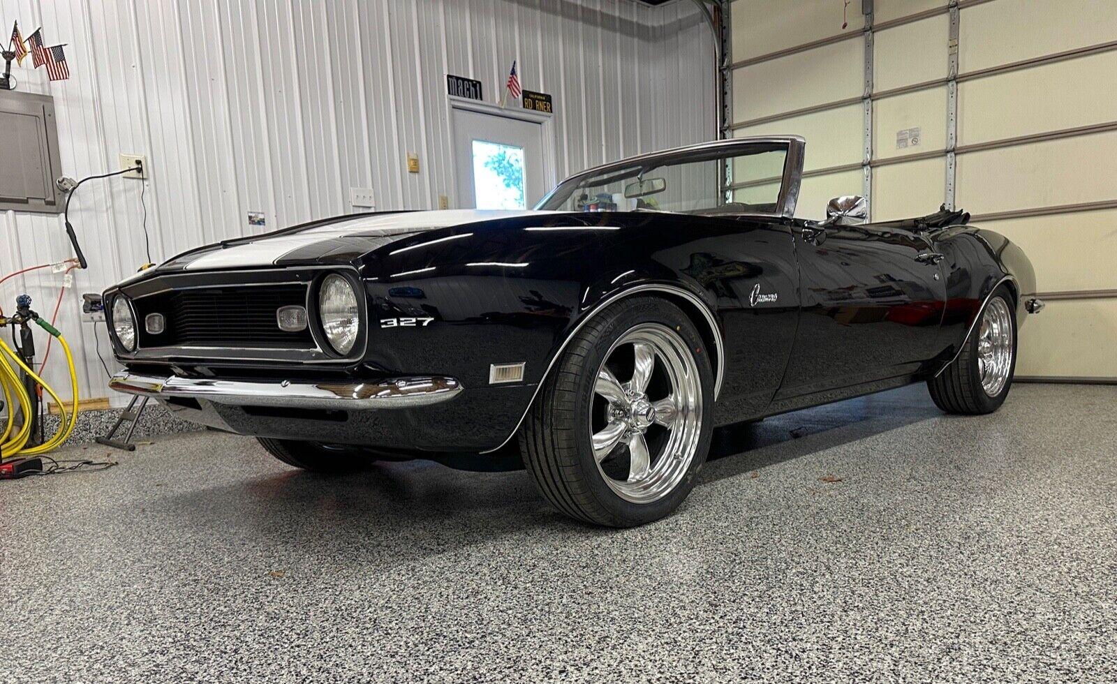 1968 chevrolet camaro convertible 327 auto deep tuxedo black 34511 miles