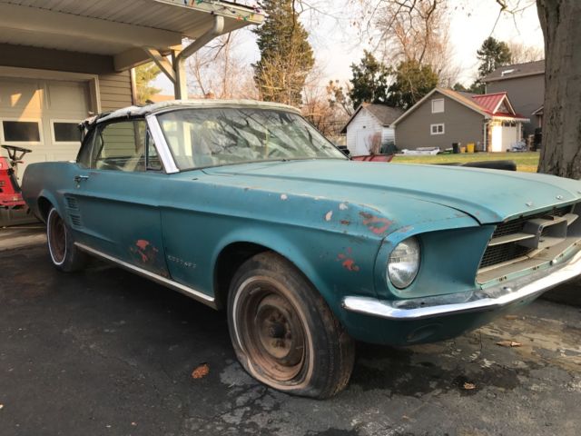 1967 ford mustang convertible c code 289 v8 clearwater aqua p/s p/t