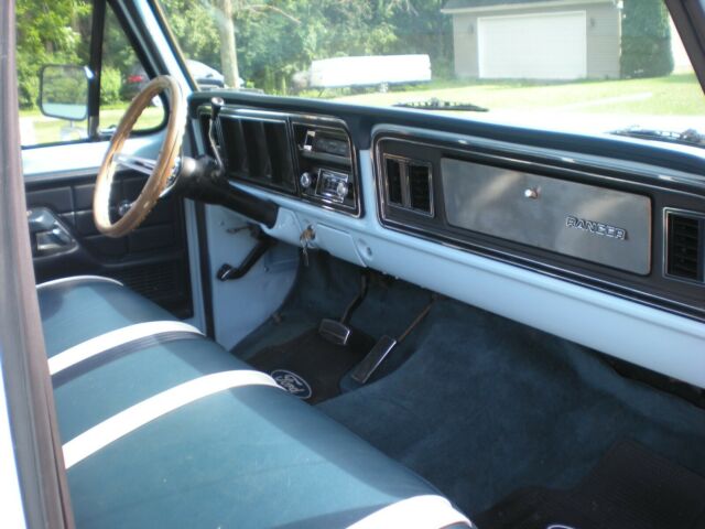 1977 ford f-150 ranger 6.6l 400 cid baby blue with white top ----no reserve
