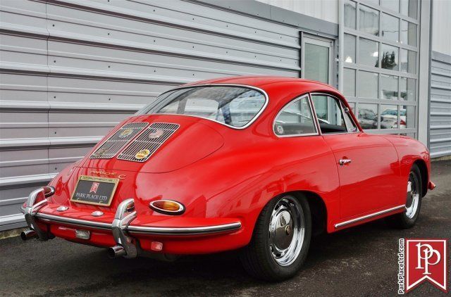 1965 porsche 356 c sunroof coupe signal red on black