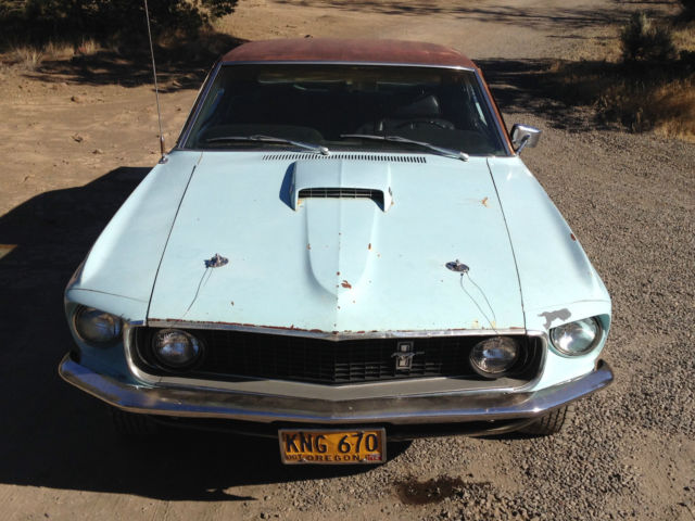 1969 ford mustang gt coupe 351 at tach aztec aqua 1 of 1 made!