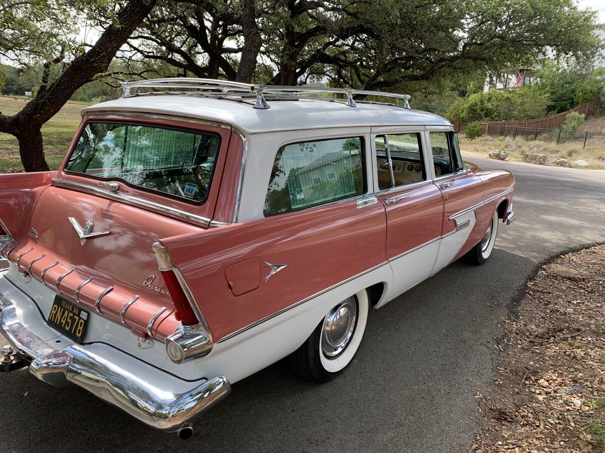 1956 plymouth suburban wagon white rwd manual beige