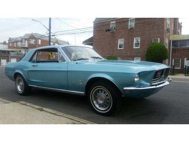 1968 ford mustang 2 door 75800 miles blue coupe v8 automatic