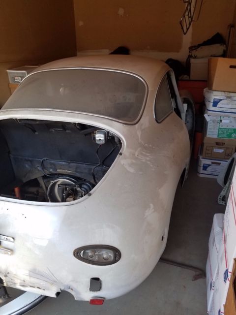 1965 356 porsche sc, white, black interior wooden steering wheel