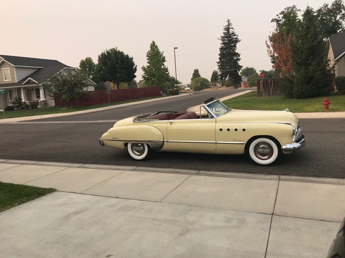 1949 buick roadmaster convertible yellow rwd automatic straight trim