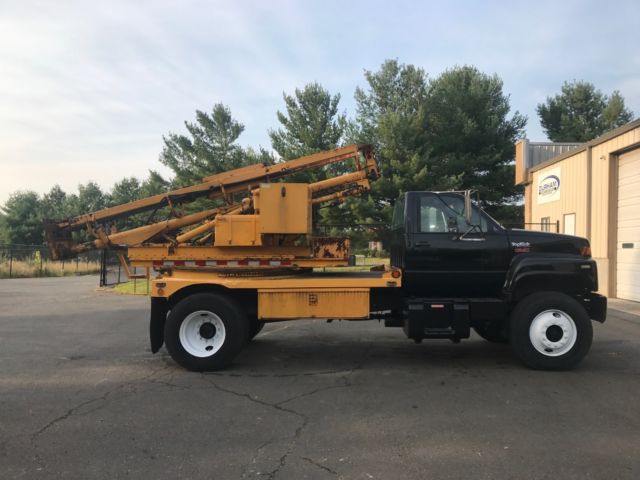 1990 gmc topkick sterling guardrail post driver, guardrail pounder drop hammer