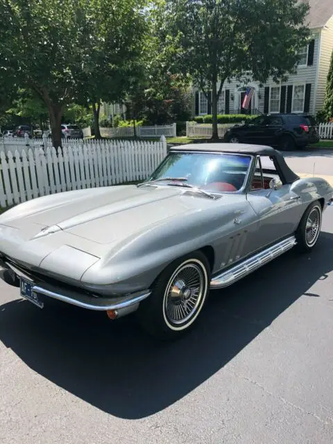 1965 chevrolet corvette convertible l76 327/365hp factory silver/red car