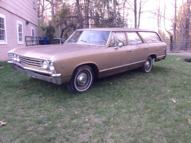 1967 chevelle station wagon- complete 100% intact car 283 v8 with auto ps pb ac