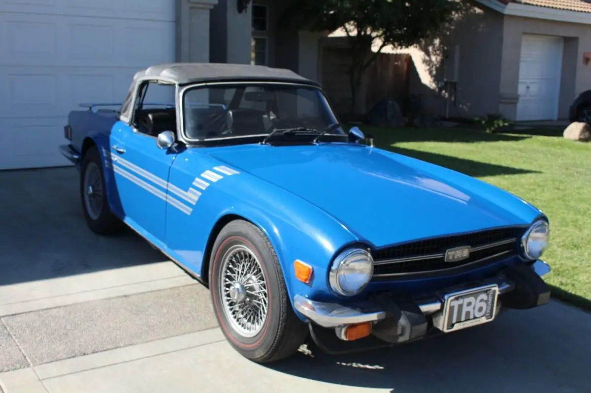1976 triumph tr-6 convertible tahiti blue manual classic sports car