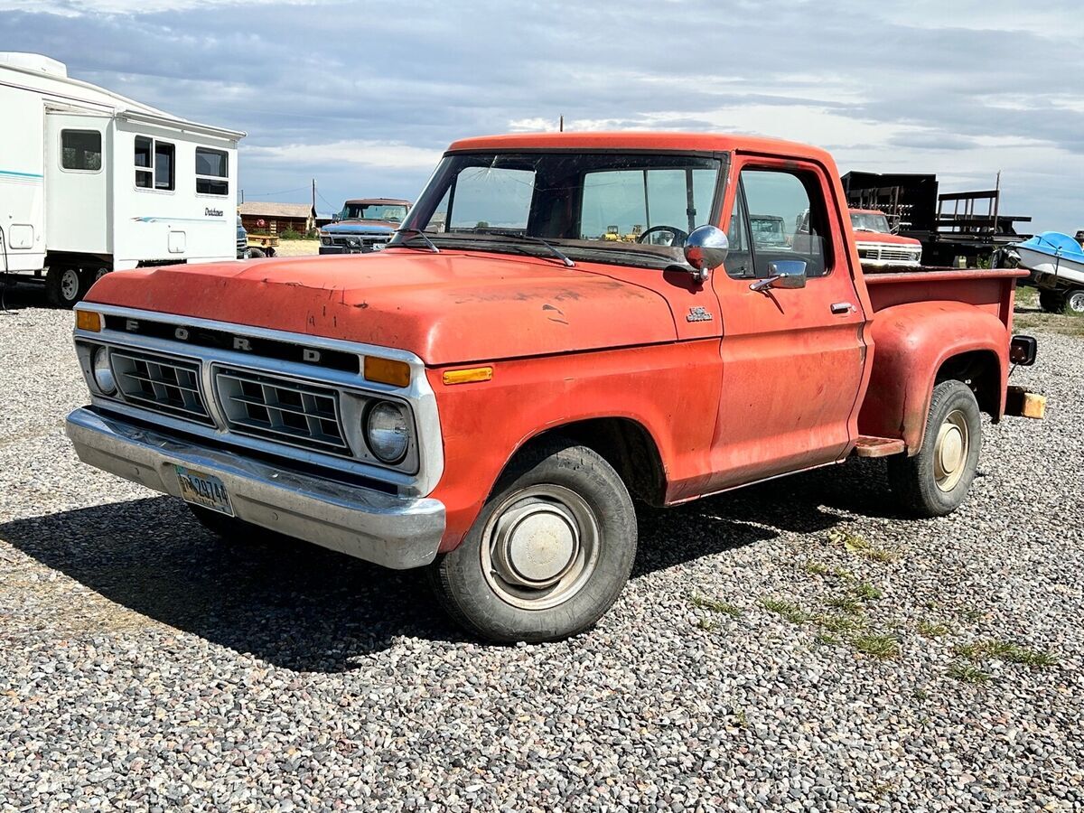 1977 ford f100 pickup red rwd manual custom