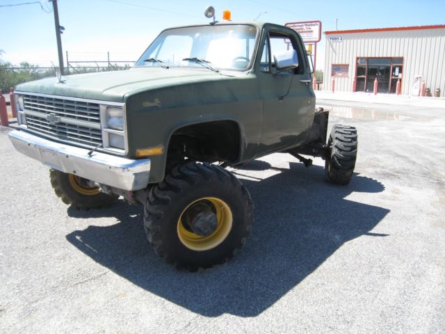 1984 chevy c30 pick up, monster truck, military tug