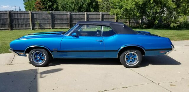 1971 olds cutlass 442 w30 convertible - tribute, restored, orig 350, viking blue