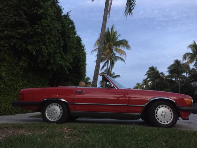1989 mercedes-benz 560 sl convertible/roadster red v8 sportscar