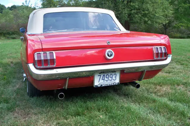 1965 rangoon red mustang convertible v8 pony interior white top