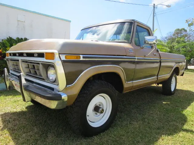 1977 ford f150 highboy 4x4 classic hot rod pickup truck brown and tan 400, auto