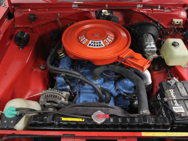 #'s match 340 v8, 727 auto, pwr front discs, rallye red, nice int, fun mopar!