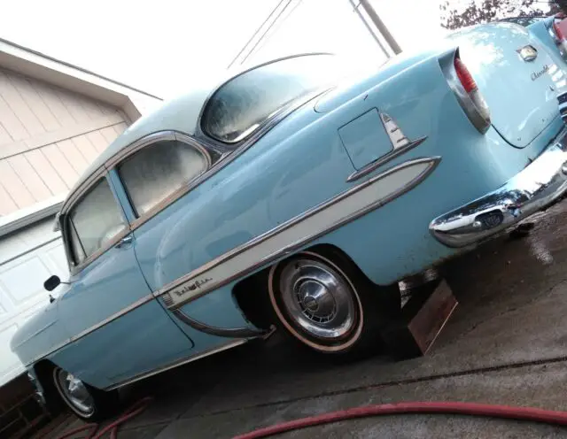1954 chevrolet bel air sedan blue rwd manual bel air