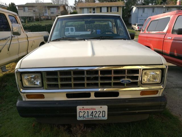 1987 ford ranger short bed pickup white with blue interior