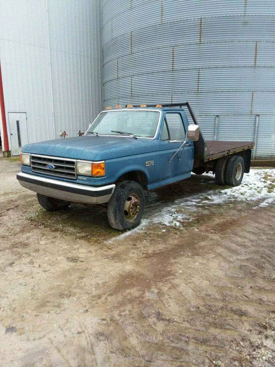 1990 ford f-super duty lariat dually truck solid 10 foot flatbed diesel oneowner