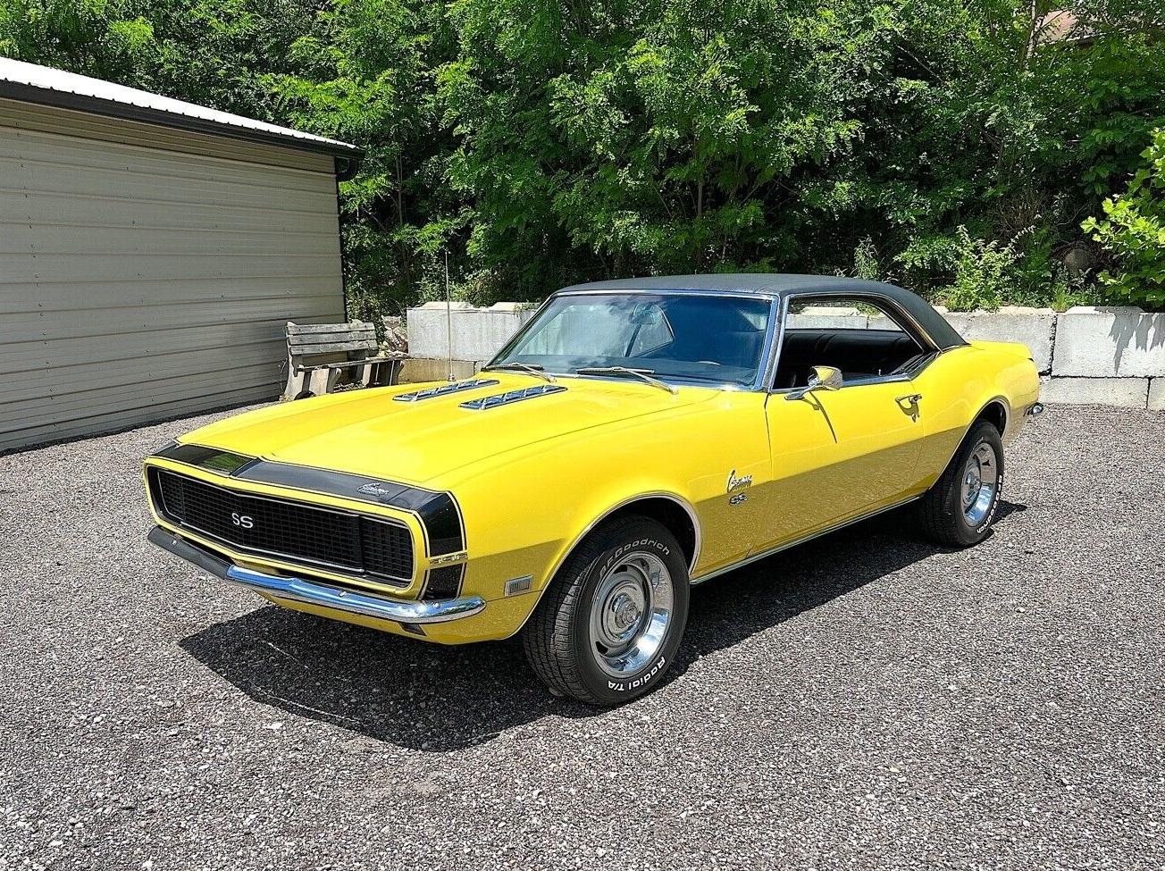 1968 chevrolet camaro rs ss 396 4spd 12 bolt pdb tilt tach gauges daytona yellow