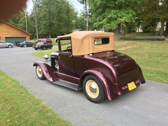 1929 ford sport coupe, real steel, 350, auto, black cherry, ultra leather inter