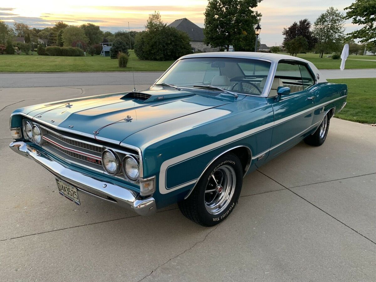 1969 ford torino coupe blue rwd automatic gt