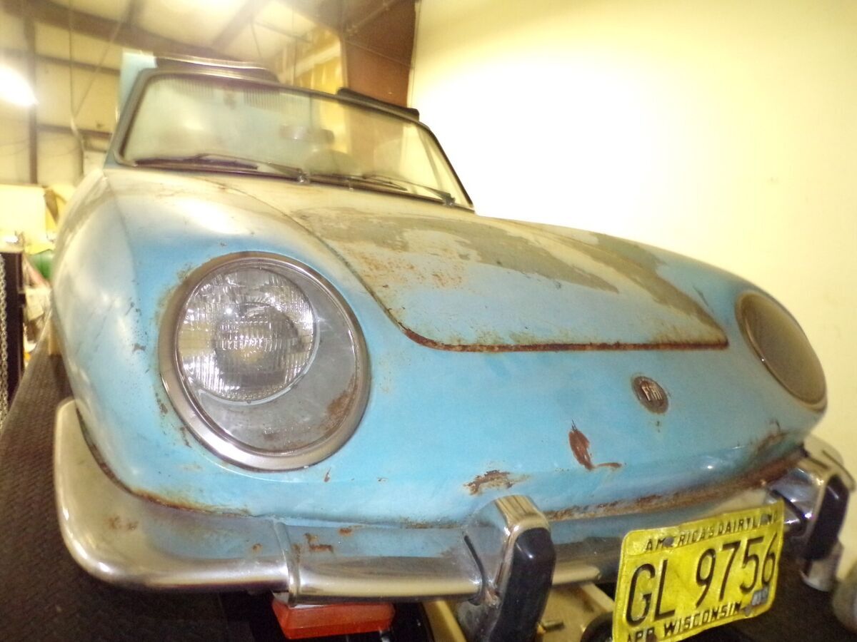rare early blue 1967/68 fiat 850 spider convertible 943cc flat headlamp project!
